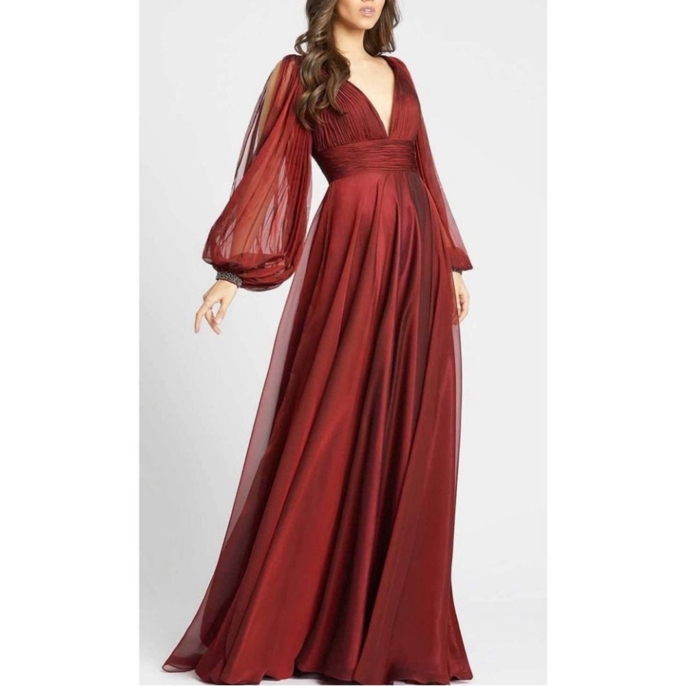 Mac Duggal Burgundy Red Maxi Evening Gown - Picture 2 of 10